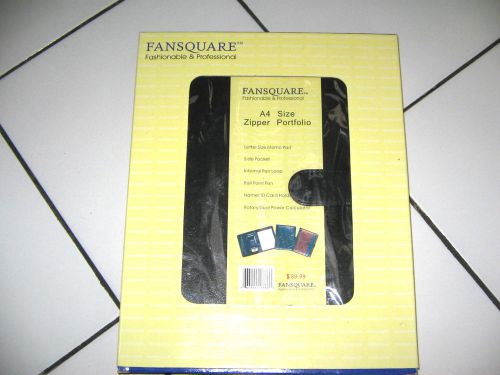 NIB Fansquare Size A4 Zippered Black Portfolio with Calculator, Pad &amp; Pen