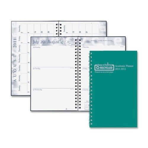 Wirebound Leatherette Weekly Planner, 13 Mos, 5&#034;x8&#034;, Green, 2013