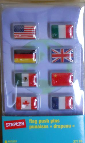 8 Flag Push Pins NIP