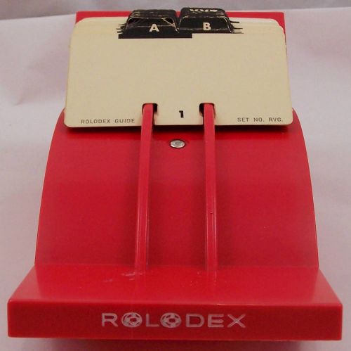 Rare Vintage Red Plastic Rolodex V-Glide Model GL-24 includes dividers &amp; cards