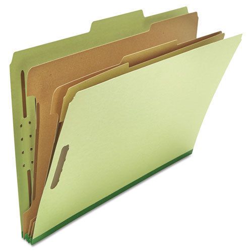 Pressboard Classification Folder, Legal, Eight-Section, Green, 10/Box