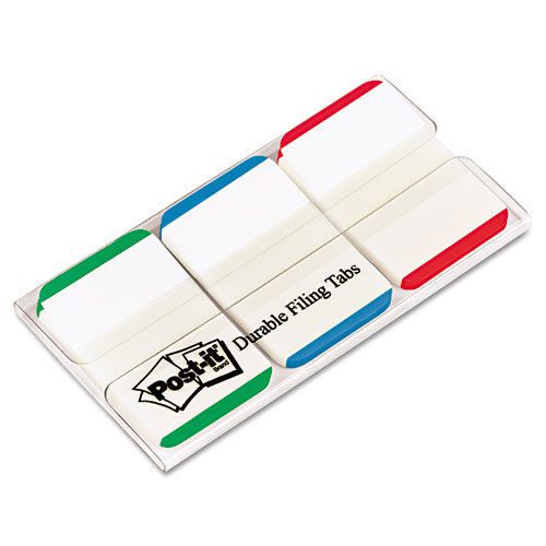 Durable File Tabs, 1 x 1 1/2, Striped, Blue/Green/Red, 66/Pack