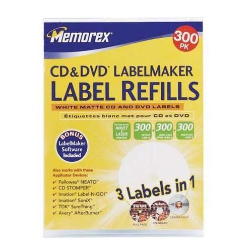 Memorex White CD, Labels 300 Pack #00403