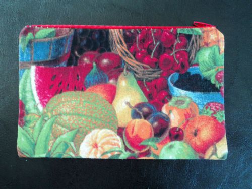 Handmade   ^^ All purpose cotton lined fabric pencil etc case FRUIT  ^^