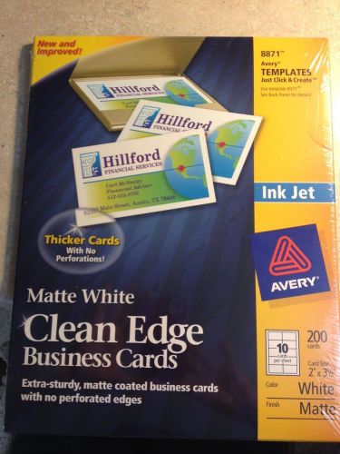 Avery 8871 Matte White Clean Edge Business Cards - Ink Jet 200 cards 2&#034; x 3.5&#034;