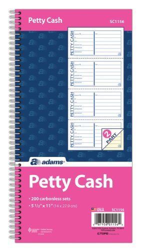 Adams Two Part Petty Cash Book - 50 Sheet[s] - Spiral Bound - 2 Part - (sc1156)
