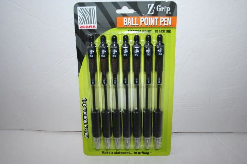 New 1 pack 7pcs Zebra Z-Grip Retractable Ballpoint Pens Black Medium point 1.0mm
