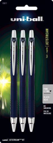 Uni-Ball Jetstream RT Rollerball Pen Fine .7mm Point Black Ink 3 Pack 70877