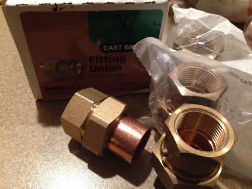 Lot of 4 NIBCO Union Fitting 3/4 Inch 733-3-LF Cast Brass Lead Free C X F NEW