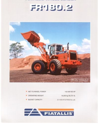 Fiat Allis FR180.2 wheel loader specs sales literature