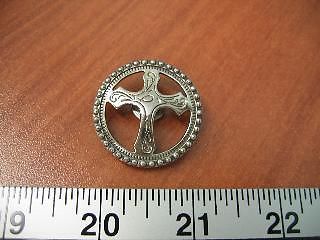 1-1/4&#034; christian cross dotted concho conchos matte nkl for sale