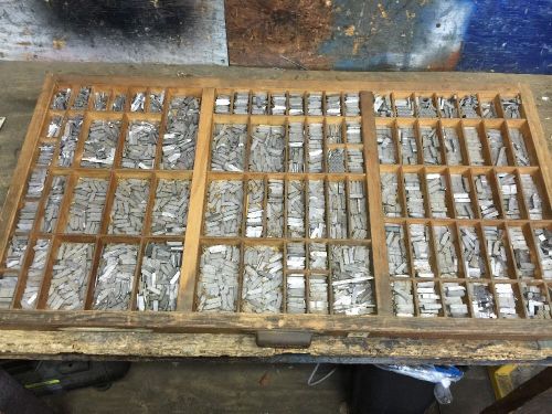 VINTAGE 18PT STATIONERS SEMISCRIPT LETTERPRESS TYPE TRAY CONTENTS HUGE LOT!