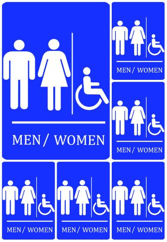 Unisex Information Sign Restroom Bathroom Set Of 6 Signs Wheelchair s106 USA