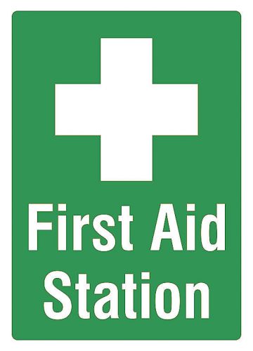 Safty first aid station school shop wall hanging care supplies green sign s164 for sale