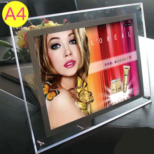 Acrylic Crystal LED Slim Light Box led pannel backlit poster frame A4 Size