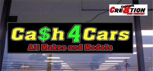 LED Light Up Sign - Cash 4 Cars - Neon/Banner Altern. 46&#034;x12&#034; window signs