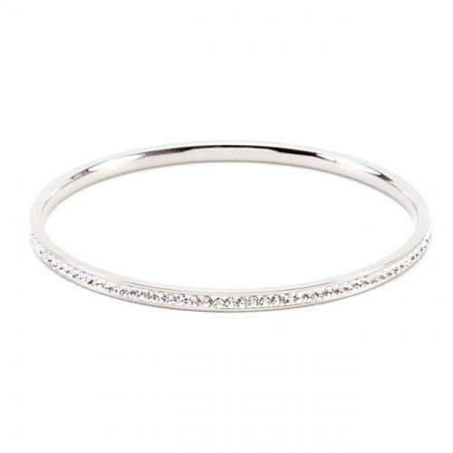 Simple Silvertone Crystal Bangle Icon Bijoux