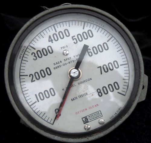 WEKSLER 8000 PSI VACUUM/PRESSURE GAUGE 3.5&#034; Face