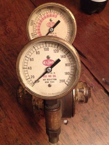 Vintage Airco Brass Air Reduction Gauge. 0/4000 PSI- 0/200 PSI