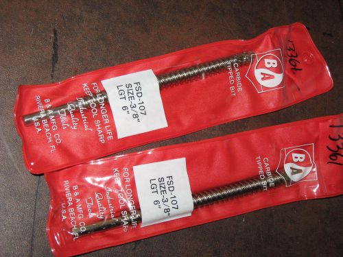 Qty:2 B&amp;A MFG FSD-107  3/8&#034; x 6&#034; Concrete Carbide Tipped Masonry Drill Bit NEW