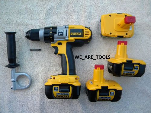 Dewalt 18v cordless dcd970 hammer drill, 4 dc9180 batteries 18 volt hammerdrill for sale