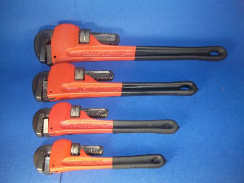 4 PC HEAVY DUTY PIPE WRENCH SET  8&#034;, 10&#034;, 14&#034; , 18&#034;.