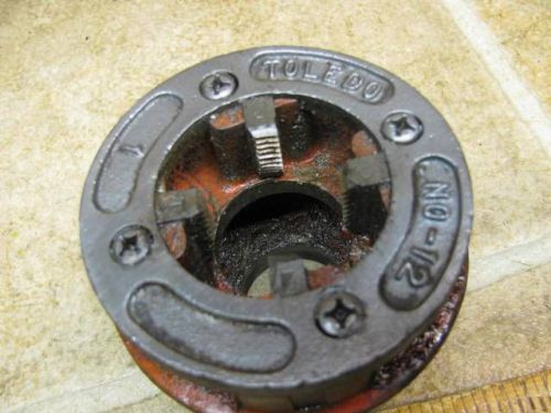 Toledo no 12 1&#034; die head drop head pipe threader ratchet hand tool thread for sale