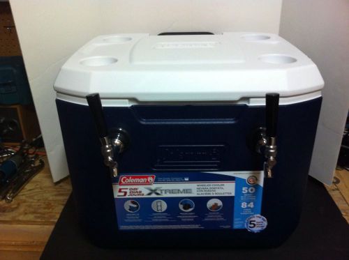 Draft keg beer double jockey box cooler w / wheels - complete for sale