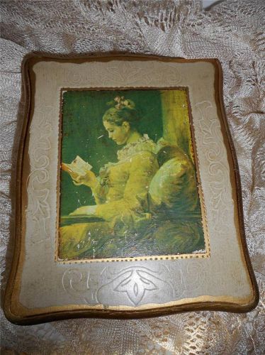 Vtg Mele Florentine Jewelry Treasure Trinket Box w/ Victorina Lady