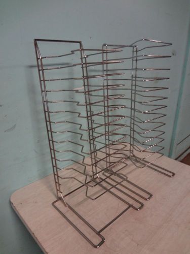 Heavy duty lot of 2 commercial heavy duty chrome pizza screen / pan racks/holder for sale