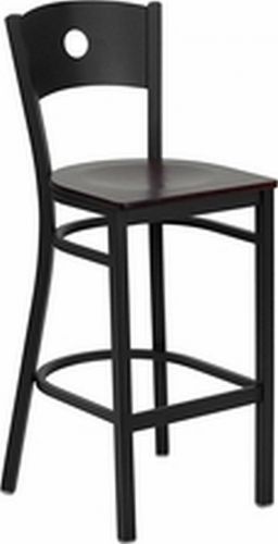 NEW METAL DESIGNER RESTAURANT BARSTOOLS MAHOGANY WOOD SEAT*LOT OF 10 BARSTOOLS*