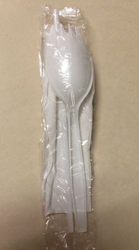 3-Piece Spork/Straw/Napkin Meal Kits Wrapped 50 Kits