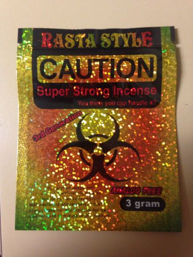 50 Caution Rasta Style 3g EMPTY** Mylar Ziplock Bags (FREE BONUS BAGS)