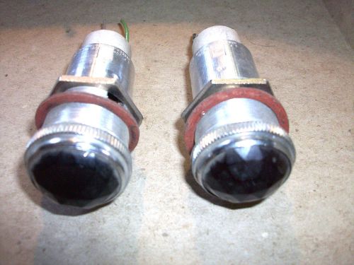 2 Vintage Indicator Lights 1&#034; Red jewel glass lens indicator light 120v,w/bulb