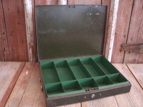 VTG ANTIQUE GREEN ASCO CASH BOX W/LID~HOME DECOR~YARD SALES~PETTY CASH