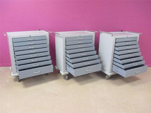 3 Waterloo Unicart Medical 8 drawer Crash Cart Stand Supply Cabinet