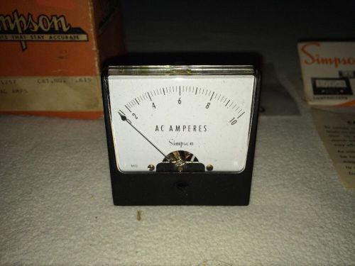 NIB Simpson Model # 1257 0-10 AMPS AC Panel Meter