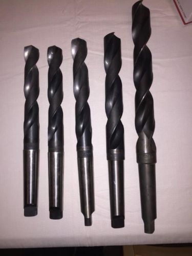 Lot of 5 HSS Morse taper MT4 Drills 1-3/16&#034; - 1-1/2&#034; NATIONAL USA Machinist tool