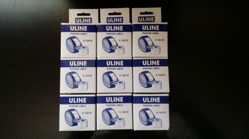 LOT OF 9 ROLLS ULINE POSTAGE LABELS 1 5/8 x 1 1/4&#034; (S-15670)