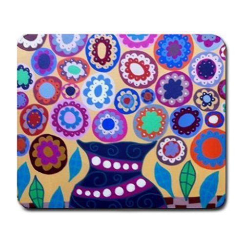 Custom Fiesta Flowers Mexican Folk Art Vase Large Mousepad Free Shipping