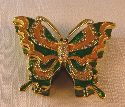 Butterfly/Crystal/Multicolour Enamel/Yellow Base Metal Jewel/ Accessories Box