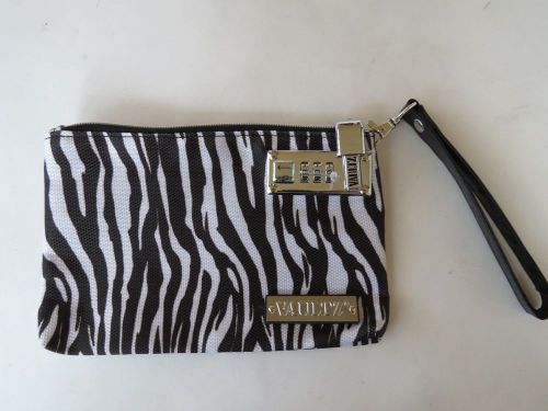 NWT Vaultz Zebra Zippered Pouch locking safe combo clutch purse tote New travel