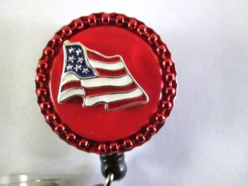 ID BADGE REEL FLAG REPUBLICAN ,,HOSPITAL, OFFICE ,TEACHER,POLITICIAN,VOTER