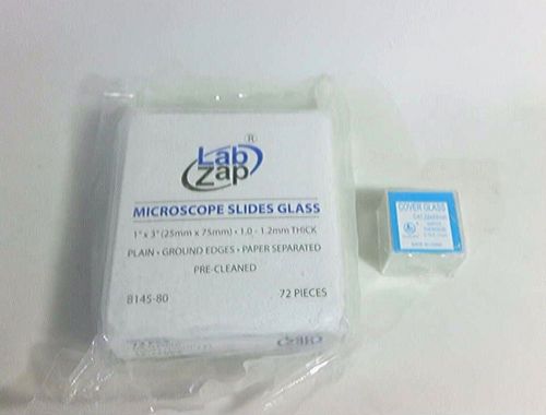 Lab Zap Glass Microscope Slides (72 ct) 1x3 Inch 25x75mm w/ 100 Cover Glasses