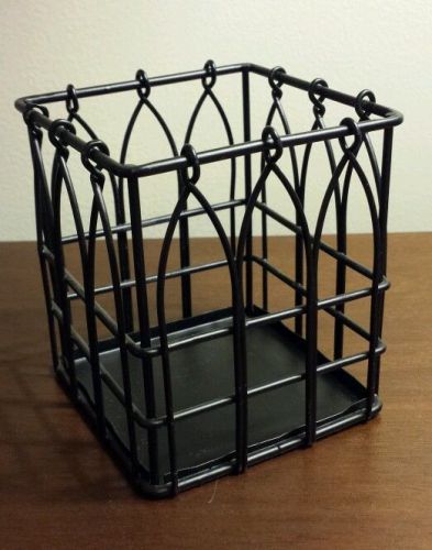 New Black Cathedral Design Pencil Cup Holder Desk Organizer Wire Storage Retro