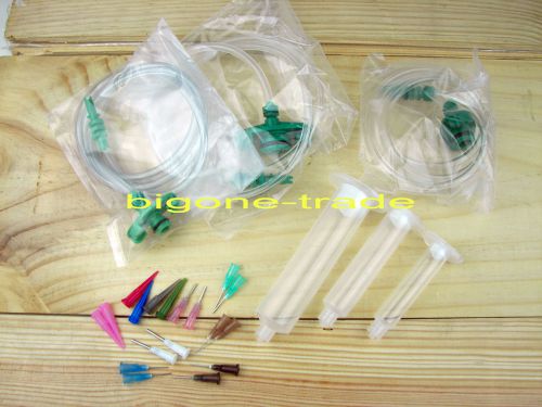 3set liquid dispenser solder paste adhesive glue syringe + needles tips -zk1451 for sale