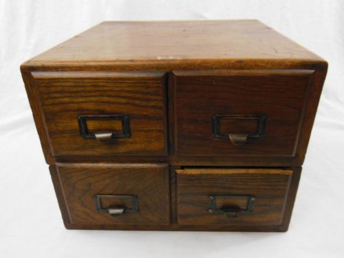 Antique Weis Wood Library Bureau Card Catalog 4 Drawer Stacked Industrial Box