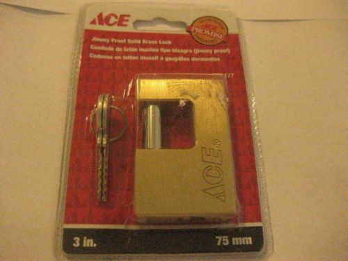 *NEW* ACE SOLID BRASS JIMMY PROOF BRASS KEYED LOCK 75 MM 3&#034; #5505177 STA4