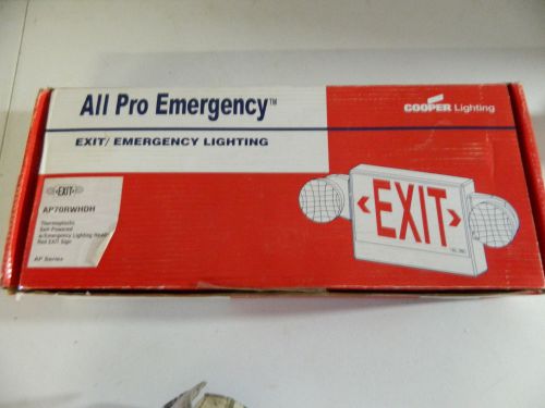 Cooper all pro dual head exit emergency lighting sign ap70rwhdh new for sale