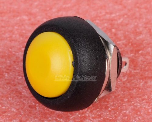 Yellow 12mm Waterproof momentary Push button Mini Round Switch 250V 10A